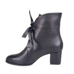 botine negre din piele cu toc mic SV411 - imagine 4