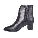 botine negre din piele cu toc mic SV409 - imagine 3
