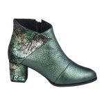 botine verzi din piele cu toc mic SV404 - imagine 3