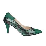 Pantofi verzi eleganti din piele cu toc subtire SV321
