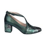 Pantofi verzi eleganti din piele cu toc mic SV330