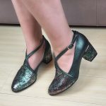 Pantofi verzi eleganti din piele cu toc mic SV330 - imagine 2