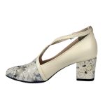 Pantofi bej unt din piele eleganti cu toc mic SV332 - imagine 4