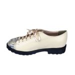 pantofi bej unt dama din piele cu talpa joasa si siret SV336 - imagine 4