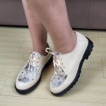 pantofi bej unt dama din piele cu talpa joasa si siret SV334 - imagine 2