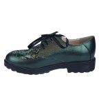 pantofi verzi dama din piele cu talpa joasa si siret SV333 - imagine 3