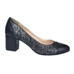 Pantofi negri din piele eleganti cu toc mic SV325