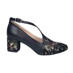 Pantofi eleganti negri din piele cu toc mic SV323