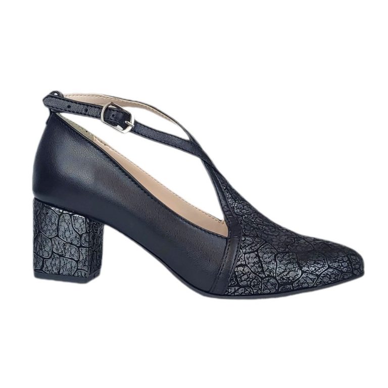 pantofi dama piele naturala negri toc mic miruna