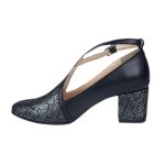 Pantofi negri din piele eleganti cu toc mic SV328 - imagine 3