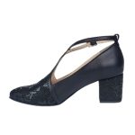 Pantofi negri din piele eleganti cu toc mic SV331 - imagine 3