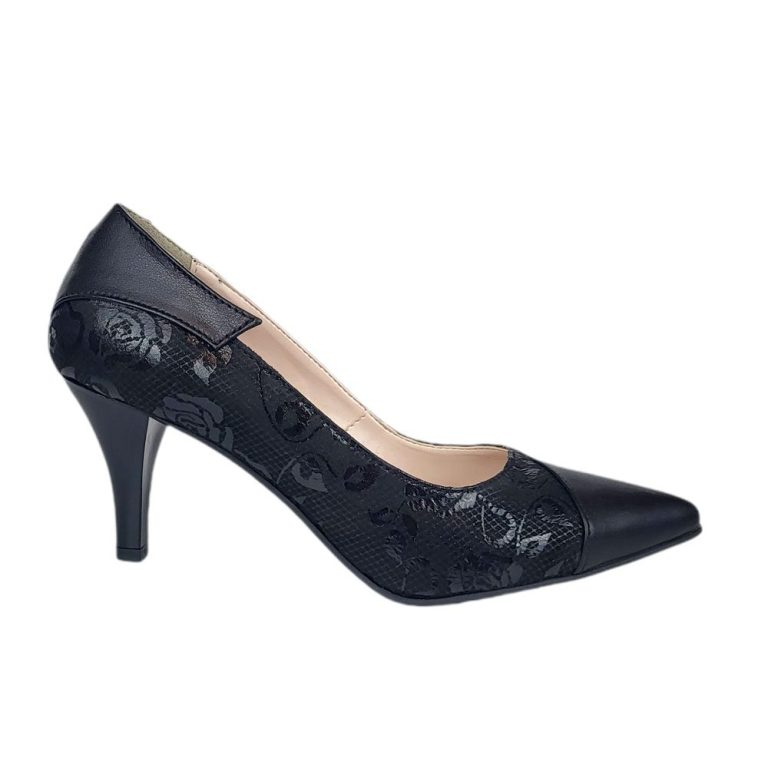 pantofi dama stiletto piele naturala negri toc subtire aleena eleganti
