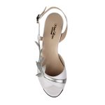 Sandale elegante albe din piele cu toc mic SV288 - imagine 3