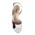 Sandale elegante albe din piele cu toc mic SV294 - imagine 3