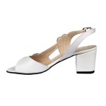 Sandale elegante albe din piele cu toc mic SV294 - imagine 4