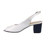 Sandale elegante albe din piele cu toc mic SV295 - imagine 4