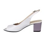 Sandale elegante albe din piele cu toc mic SV291 - imagine 3