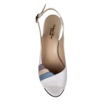 Sandale elegante albe din piele cu toc mic SV291 - imagine 4