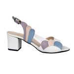 Sandale elegante albe din piele cu toc mic SV289