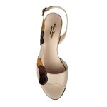 Sandale elegante bej din piele cu toc mic SV292 - imagine 3