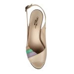Sandale elegante bej din piele cu toc mic SV290 - imagine 3