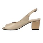 Sandale elegante bej din piele cu toc mic SV290 - imagine 4