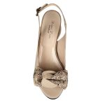 Sandale elegante bej din piele cu toc mic SV287 - imagine 3