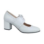 Pantofi eleganti din piele cu toc mic alb SV136