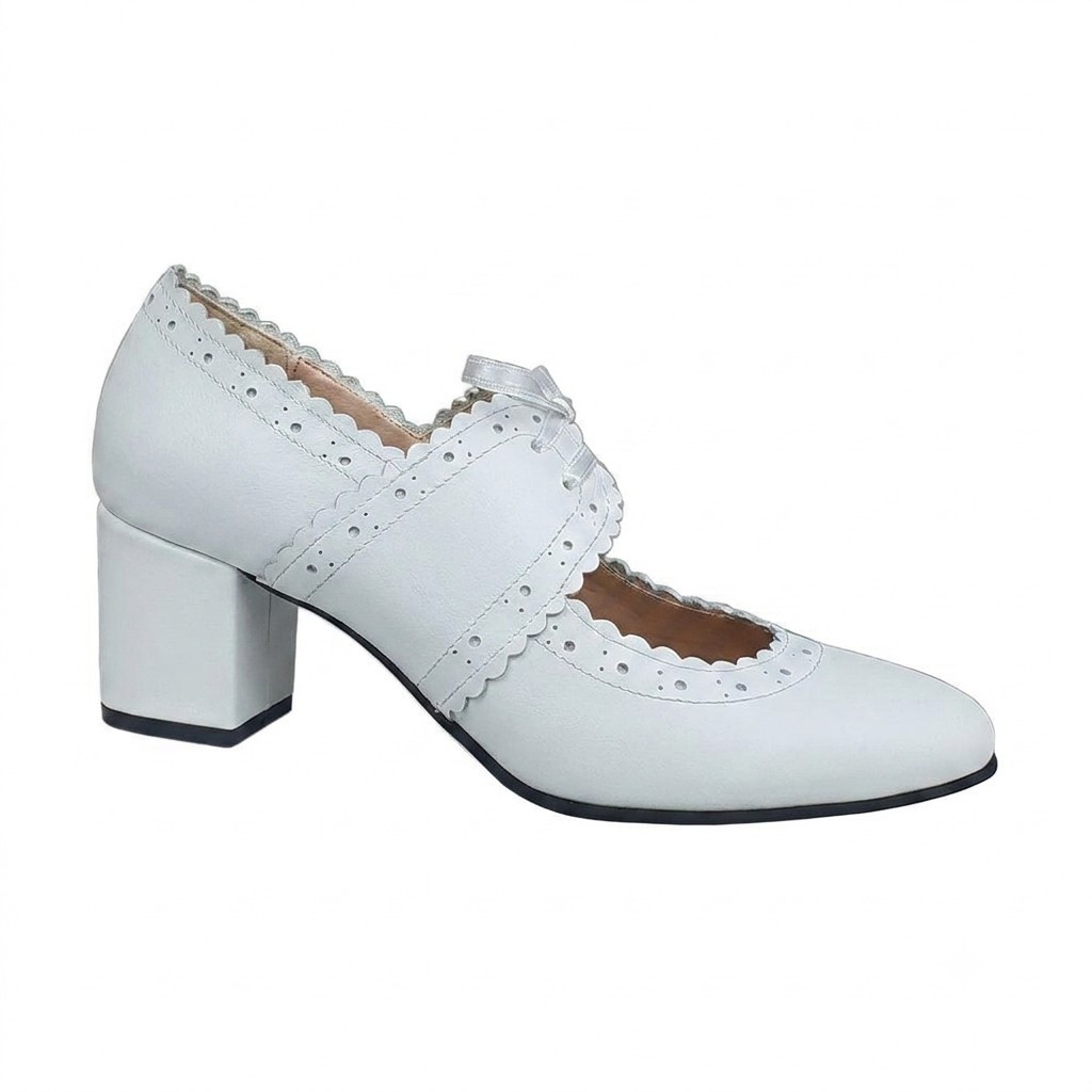 1786389971442 Pantofi eleganti din piele cu toc mic alb SV136 - imagine 1