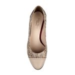 Pantofi bej din piele eleganti cu toc mic SV00308 - imagine 3