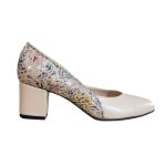 Pantofi eleganti bej din piele cu toc mic SV345