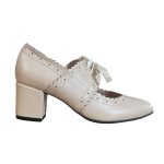 Pantofi eleganti bej din piele cu toc mic SV340
