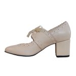 Pantofi eleganti bej din piele cu toc mic SV340 - imagine 3