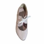Pantofi eleganti bej din piele cu toc mic SV340 - imagine 4