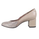 Pantofi eleganti bej din piele cu toc mic SV181 - imagine 4