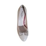 Pantofi eleganti bej din piele cu toc mic SV341 - imagine 4