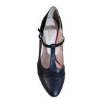 Pantofi eleganti negri din piele cu toc mic SV343 - imagine 3