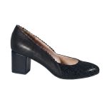 Pantofi eleganti negri din piele cu toc mic SV182
