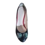 Pantofi eleganti din piele cu toc mic negru SV342 - imagine 4