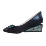Pantofi eleganti din piele cu toc mic negru SV342 - imagine 3