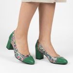 Pantofi verzi eleganti din piele cu toc mic SV339 - imagine 2