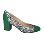 Pantofi verzi eleganti din piele cu toc mic SV339