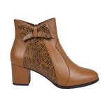 botine maro din piele cu toc mic SV421 - imagine 3