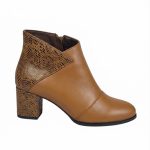 botine maro din piele cu toc mic SV423 - imagine 2
