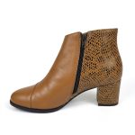 botine maro din piele cu toc mic SV423 - imagine 3