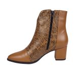 botine maro din piele cu toc mic SV422 - imagine 3