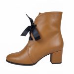 botine maro din piele cu toc mic SV420 - imagine 3