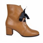 botine maro din piele cu toc mic SV420 - imagine 2