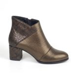 botine bronz din piele cu toc mic SV419 - imagine 2