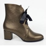 botine bronz din piele cu toc mic SV418 - imagine 2